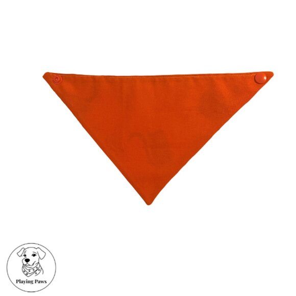 Handmade Double-Sided Snap-On Orange Cotton Cat Bandana - Picture 2 of 5